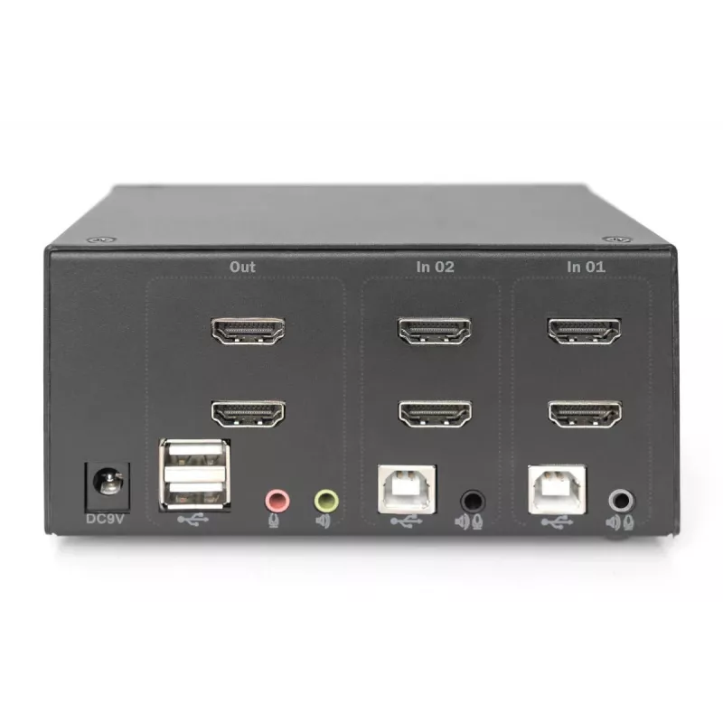 DIGITUS KVM Switch, 2 Port, Dual Display, 4K, HDMI