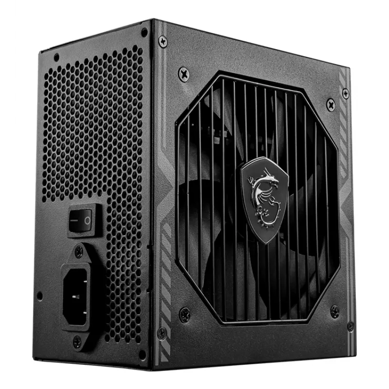 MSI MAG A550BN UK toiteplokk '550W, 80 Plus Bronze sertifikaadiga, 12V ühe rööpaga, DC-DC ahel, 120mm ventilaator, mitte-moodulaarne, varrukatud kaablid, ATX toiteplokk, UK toitejuhe, must'
