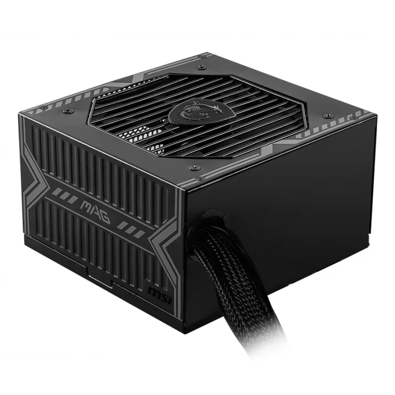 MSI MAG A550BN UK toiteplokk '550W, 80 Plus Bronze sertifikaadiga, 12V ühe rööpaga, DC-DC ahel, 120mm ventilaator, mitte-moodulaarne, varrukatud kaablid, ATX toiteplokk, UK toitejuhe, must'