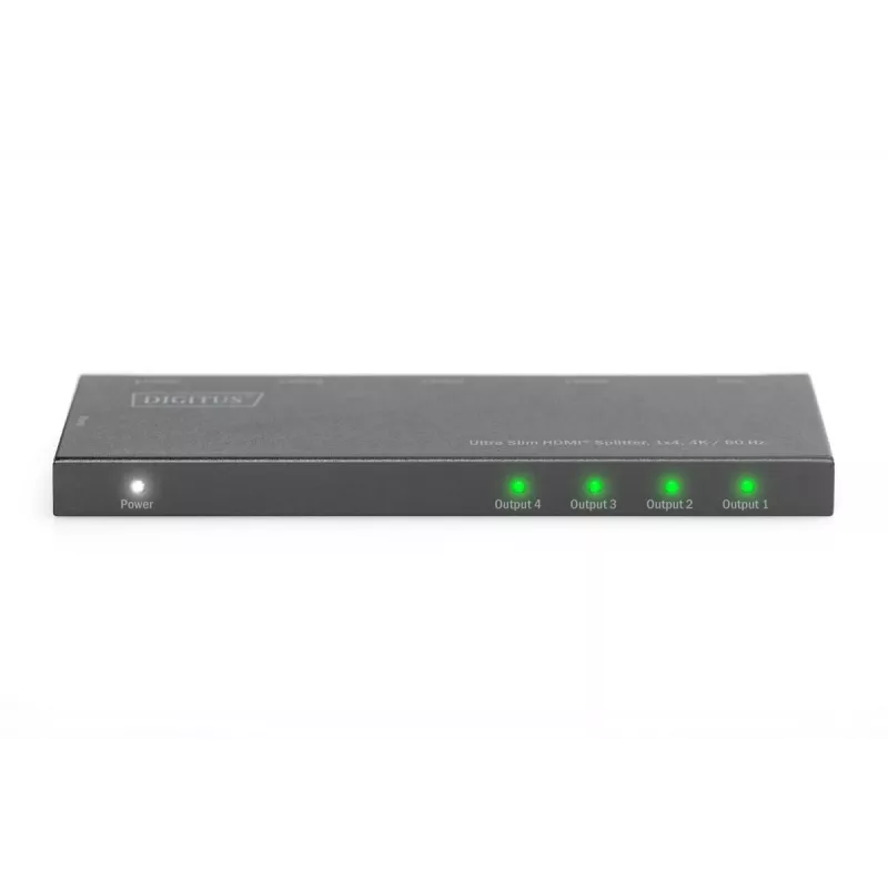 DIGITUS Ultra Slim HDMI Splitter, 1x4, 4K/60Hz HDR, HDCP 2.2, 18 Gbps, toiteallikaga Micro USB
