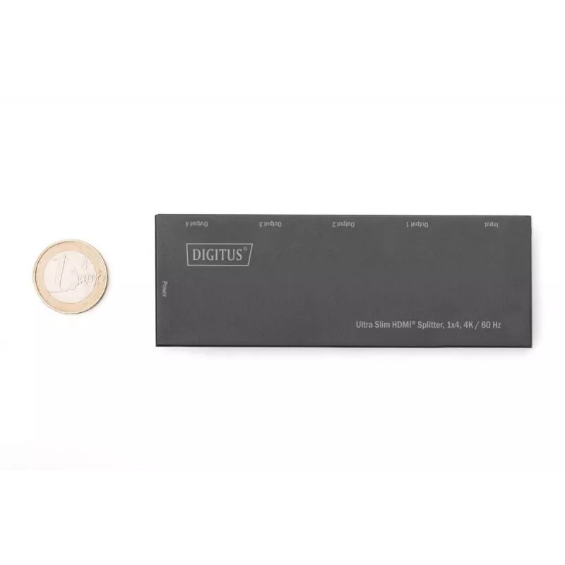 DIGITUS Ultra Slim HDMI Splitter, 1x4, 4K/60Hz HDR, HDCP 2.2, 18 Gbps, toiteallikaga Micro USB