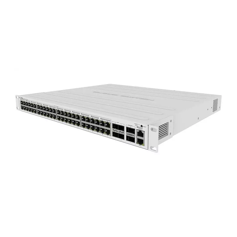 Hallatav L3 lüliti MikroTik CRS354-48P-4S+2Q+RM — 48× Gigabit RJ-45, 4× SFP+, 2× QSFP+, 48 PoE-porti