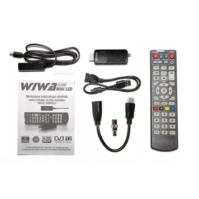 DVB-T/DVB-T2 vastuvõtja WIWA H.265 MINI — H.265 HD digitaalne maapealse televisiooni tuuner, Full HD, HDMI, USB, 5V/1,5A
