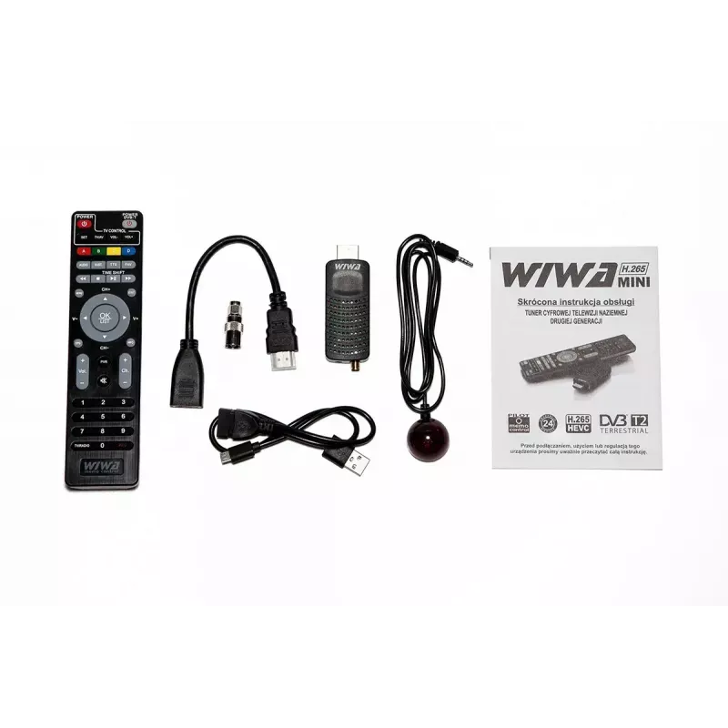 DVB-T/DVB-T2 vastuvõtja WIWA H.265 MINI — H.265 HD digitaalne maapealse televisiooni tuuner, Full HD, HDMI, USB, 5V/1,5A