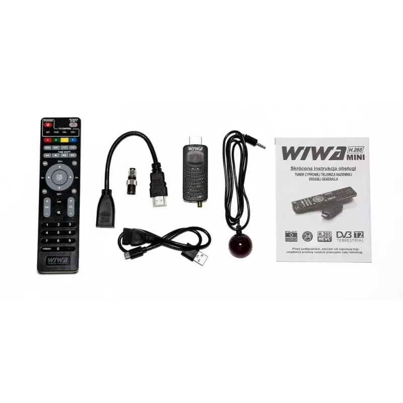 DVB-T/DVB-T2 vastuvõtja WIWA H.265 MINI — H.265 HD digitaalne maapealse televisiooni tuuner, Full HD, HDMI, USB, 5V/1,5A