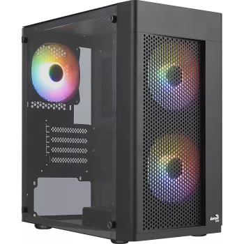 Aerocool HEXFORMBKV2 Micro ATX arvuti korpus 3 ventilaatoriga FRGB must