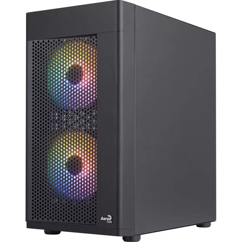 Aerocool HEXFORMBKV2 Micro ATX arvuti korpus 3 ventilaatoriga FRGB must