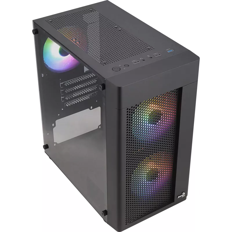 Aerocool HEXFORMBKV2 Micro ATX arvuti korpus 3 ventilaatoriga FRGB must
