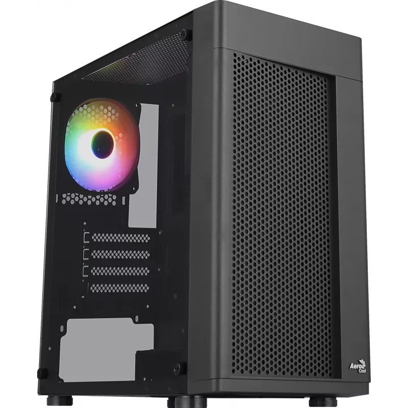 Aerocool HEXFORMBKV2 Micro ATX arvuti korpus 3 ventilaatoriga FRGB must
