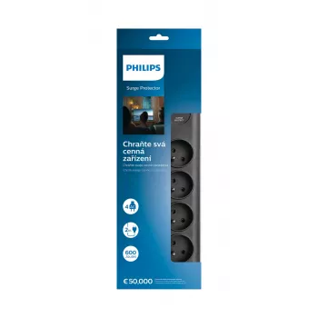 Liigpingekaitse Philips SPN7040BA/60 6 vahelduvvoolu pistikupesa 600 J 2 m Must