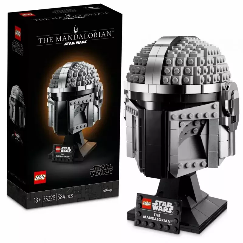 Konstruktsioonimänguasi LEGO Mandaloriani kiiver 75328 — Star Warsi väljapanekumudel, kogutav komplekt, 584 tükki, vanusele 18+