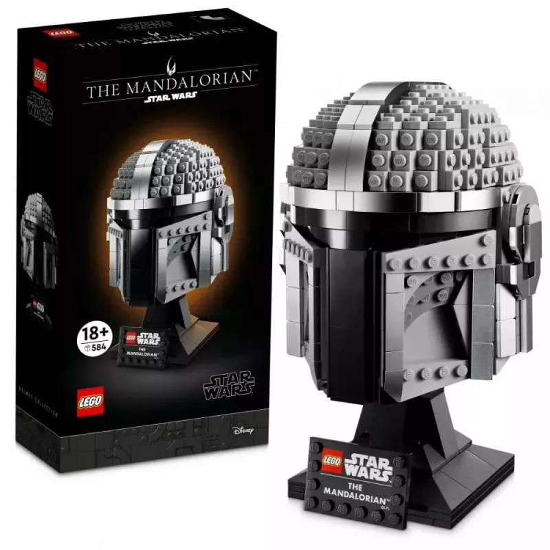 Konstruktsioonimänguasi LEGO Mandaloriani kiiver 75328 — Star Warsi väljapanekumudel, kogutav komplekt, 584 tükki, vanusele 18+