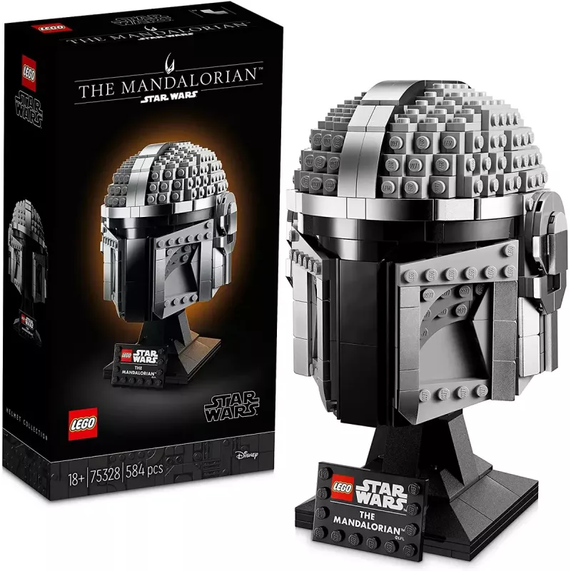 Konstruktsioonimänguasi LEGO Mandaloriani kiiver 75328 — Star Warsi väljapanekumudel, kogutav komplekt, 584 tükki, vanusele 18+