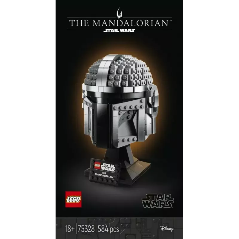 Konstruktsioonimänguasi LEGO Mandaloriani kiiver 75328 — Star Warsi väljapanekumudel, kogutav komplekt, 584 tükki, vanusele 18+