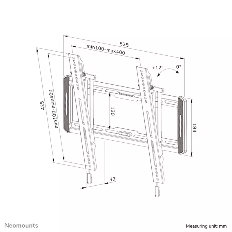 Neomounts WL35-550BL14 TV seinakinnitus 40-75 tolli - kallutatav - lihtne paigaldus