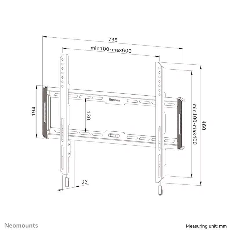 TV seinakinnitus Neomounts WL30-550BL16 Max 60kg 42-86in VESA 100x100-600x400