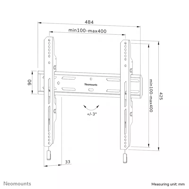 Neomounts WL30S-850BL14 TV mount wall 40-75 inch - fixed - lockable - fast installation
