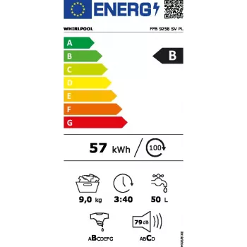 Whirlpool FFB 9258 SV PL pesumasin Eestlaadiv 9 kg 1151 RPM Valge