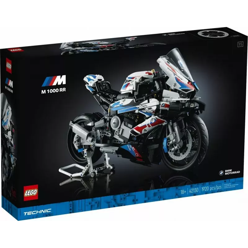 LEGO Technic mootorratta mudel BMW M1000RR 42130 detailse mootori ja töötava vedrustusega