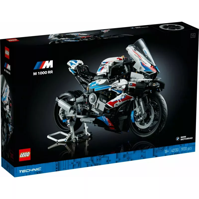 LEGO Technic mootorratta mudel BMW M1000RR 42130 detailse mootori ja töötava vedrustusega