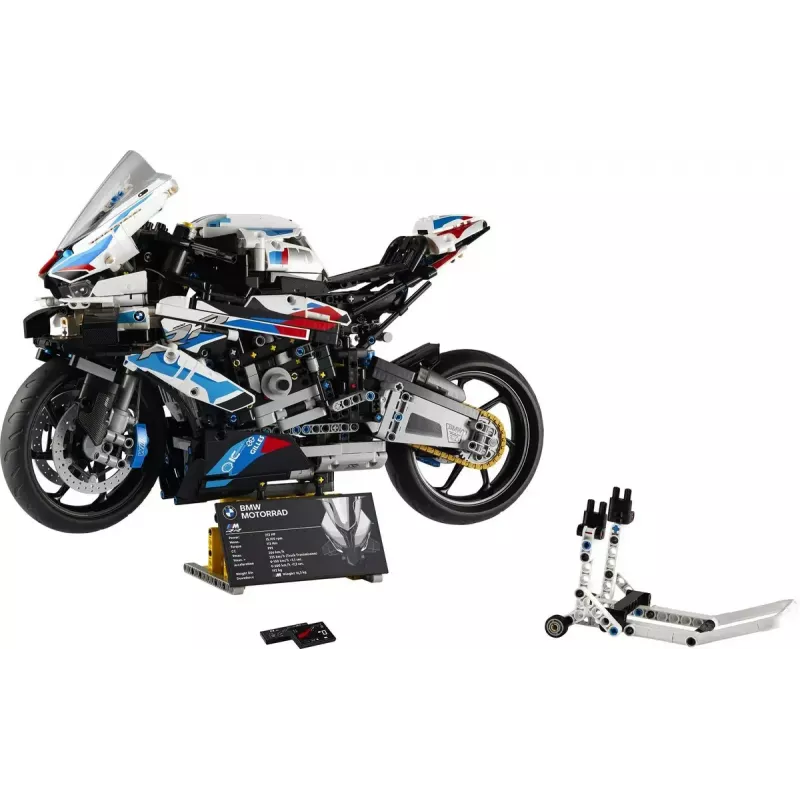 LEGO Technic mootorratta mudel BMW M1000RR 42130 detailse mootori ja töötava vedrustusega