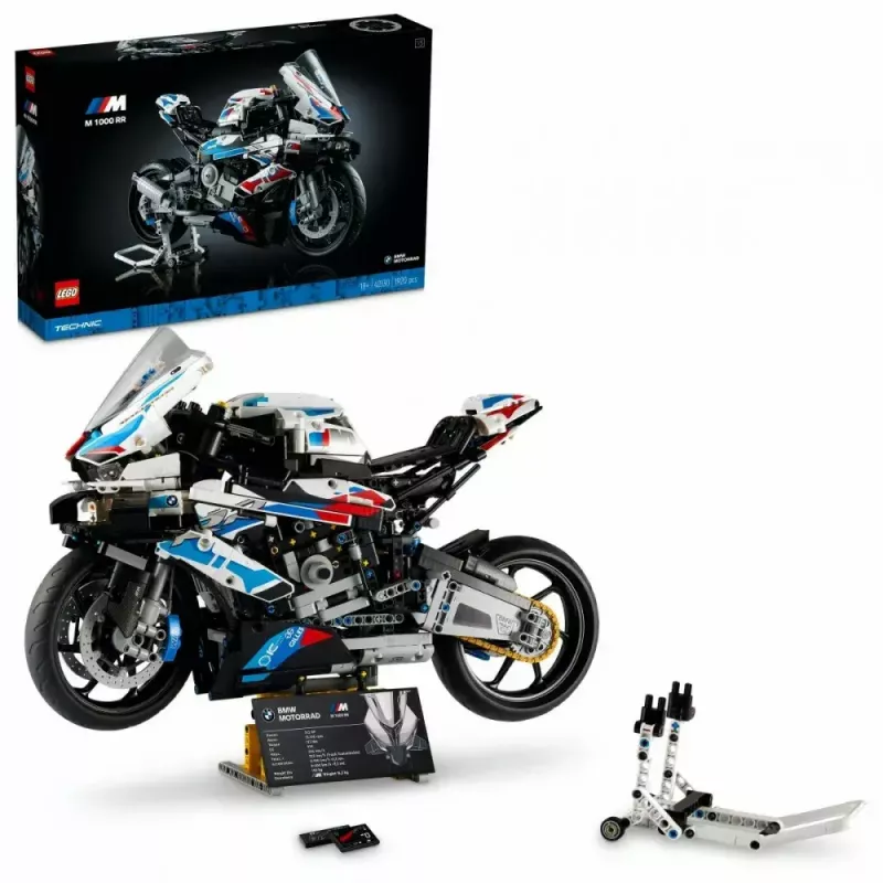 LEGO Technic mootorratta mudel BMW M1000RR 42130 detailse mootori ja töötava vedrustusega