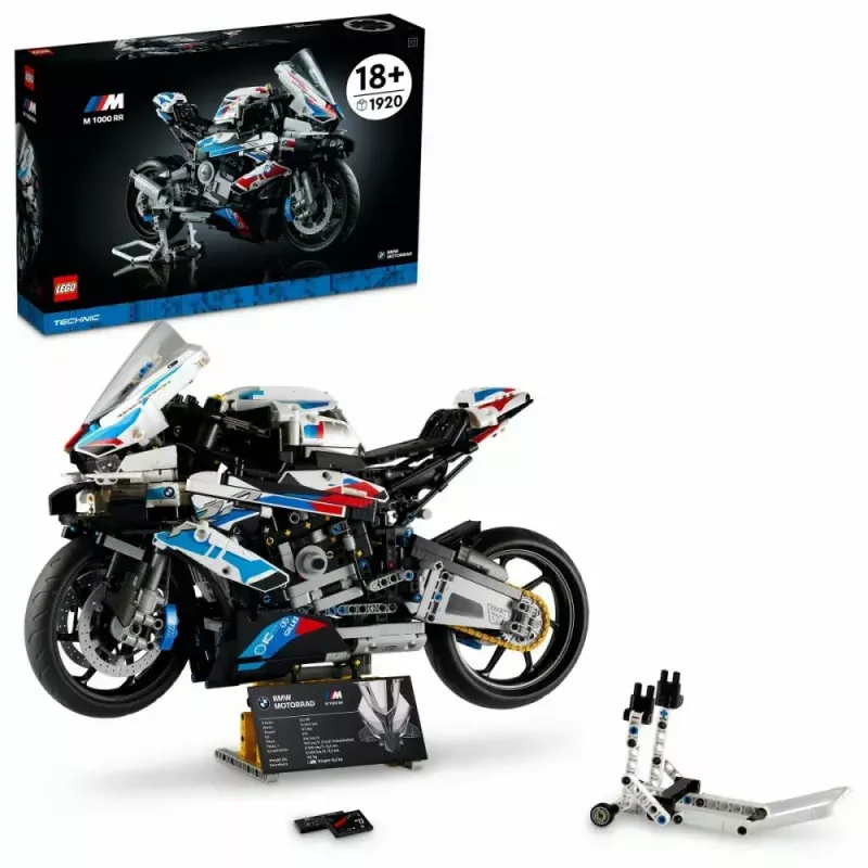 LEGO Technic mootorratta mudel BMW M1000RR 42130 detailse mootori ja töötava vedrustusega