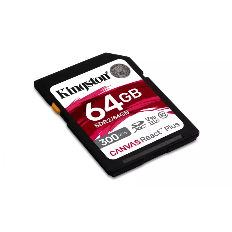 Kingston Technology 64GB Canvas React Plus SDXC UHS-II 300R/260W U3 V90 Full HD/4K/8K