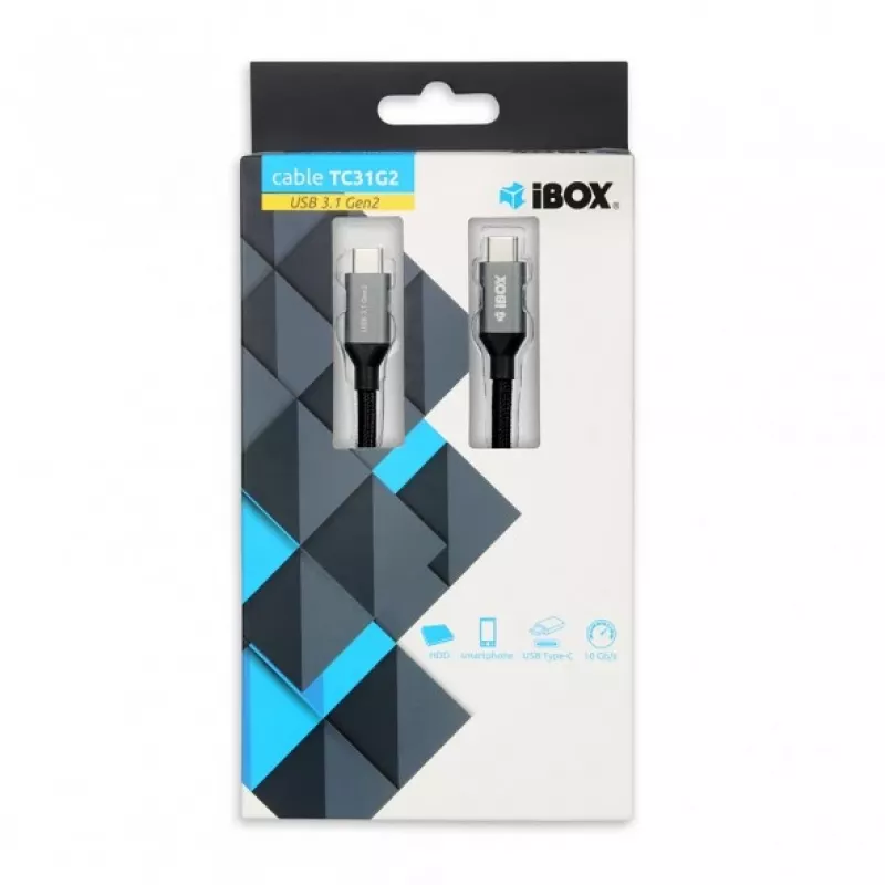 USB-C–USB-C kaabel IBOX IKUMTC31G2 USB 3.2 Gen 2, 1 m, must