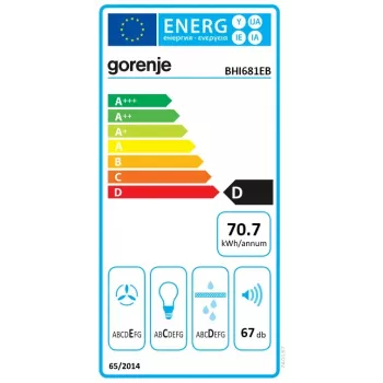 Sisseehitatud õhupuhasti Gorenje BHI681EB — laius 534 mm, 370 m³/h, alumiiniumist rasvafilter, 67 dB, must