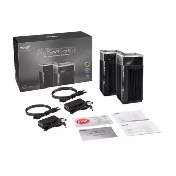 ASUS ZenWiFi Pro ET12 Kolmriba (2.4 GHz / 5 GHz / 6 GHz) Wi-Fi 6E (802.11ax) Must 3 Sisemist