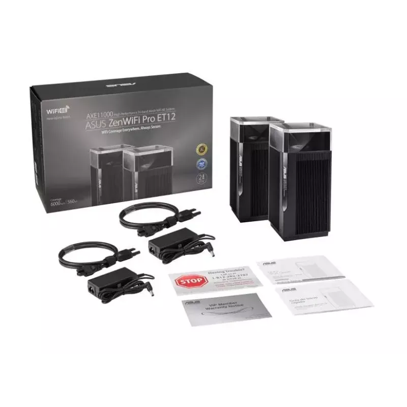 ASUS ZenWiFi Pro ET12 Kolmriba (2.4 GHz / 5 GHz / 6 GHz) Wi-Fi 6E (802.11ax) Must 3 Sisemist