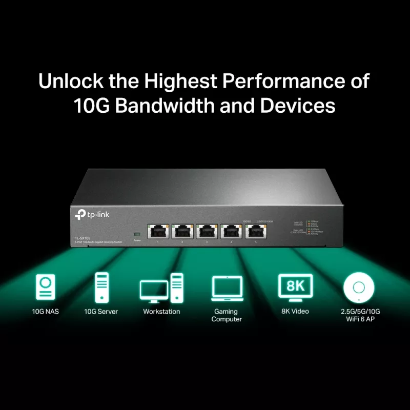 Haldamatu lüliti TP-Link TL-SX105 5 pordiga 10G laualüliti
