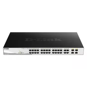 Hallatav L2 gigabit PoE kommutaator D-Link DGS-1210-24P — 24x 10/100/1000 RJ-45, IEEE 802.3af/at, 56 Gbit/s, rack-montaaž, must
