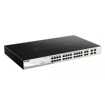 Hallatav L2 gigabit PoE kommutaator D-Link DGS-1210-24P — 24x 10/100/1000 RJ-45, IEEE 802.3af/at, 56 Gbit/s, rack-montaaž, must