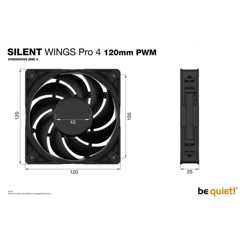 be quiet! SILENT WINGS PRO 4 | 120 mm PWM arvuti korpuse ventilaator 12 cm must 1 tk