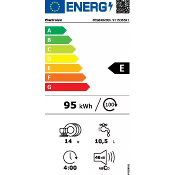 Electrolux sisseehitatud nõudepesumasin EES848200L — 14 katet, 46 dB, AirDry, 8 programmi, täissuuruses 60 cm