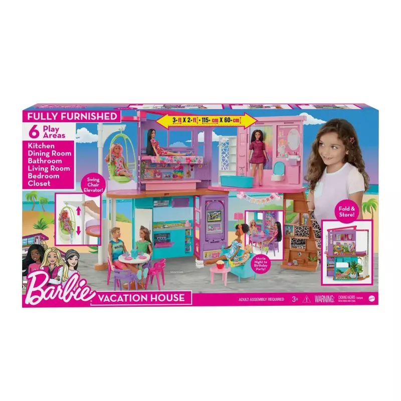 Barbie puhkemaja mängukomplekt 30+ osaga, mänguasi 3-aastastele ja vanematele