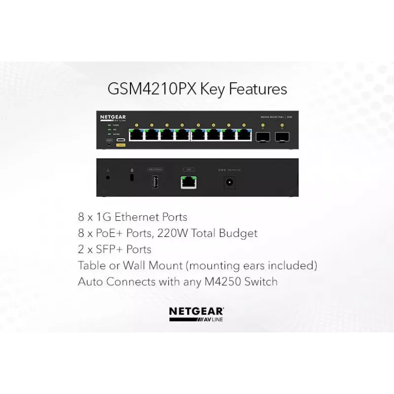 Hallatav lüliti NETGEAR GSM4210PD-100EUS 8x1G PoE+ 110W 1xSFP