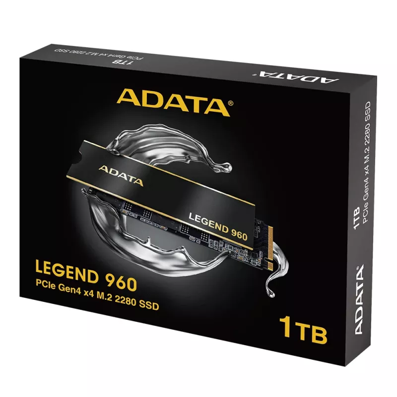 SSD M.2 1 TB ADATA LEGEND 960 PCIe 4.0 NVMe, 7400/6000 MB/s, 3D NAND, SMI SM2264, riistvaraline krüpteerimine, jahutusradiaator