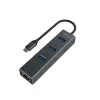 USB-C jaotur SAVIO AK-57 3× USB-A, RJ-45 Gigabit Ethernet (5000 Mbit/s), alumiiniumhall