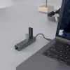 USB-C jaotur SAVIO AK-57 3× USB-A, RJ-45 Gigabit Ethernet (5000 Mbit/s), alumiiniumhall