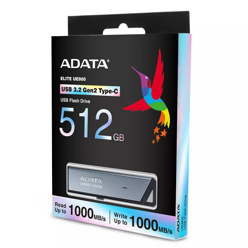 ADATA UE800 USB-mälupulk 512 GB USB USB-C 3.2 Gen 2 (3.1 Gen 2) Hõbedane