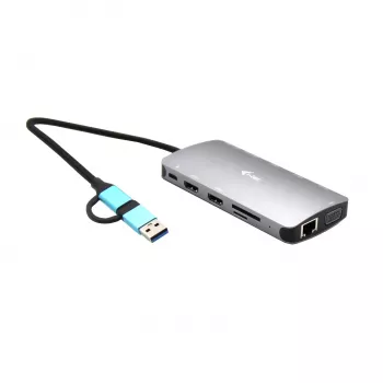 i-tec USB 3.0 USB-C/Thunderbolt 3x Display Metal Nano Dock LAN-iga ja toiteallikaga 100 W