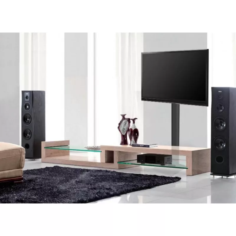 Põranda-TV-kinnitus TECHLY ICA-TR27 32–55-tollistele (81,3–139,7 cm) teleritele, VESA 100x100–600x400, kalle -15–0°, max koormus 40 kg, must