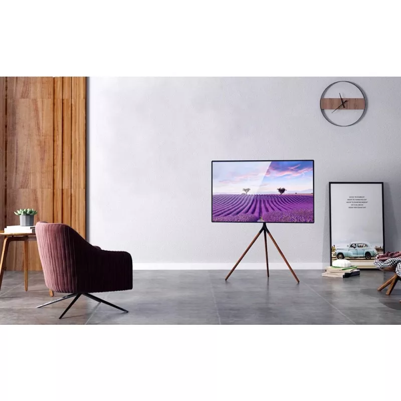 Põranda-TV-kinnitus TECHLY ICA-TR18SAM 45–65-tollisele (114,3–165,1 cm), VESA 200x200–600x400, kandevõime 32 kg, pähkel