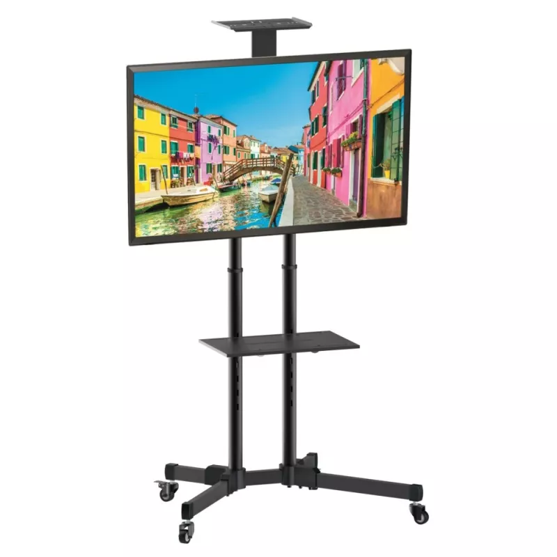 Põrandaalus TECHLY ICA-TR16T 37–70-tollistele ekraanidele, VESA 200x200–600x400, kuni 50 kg, kõrgus reguleeritav, rattad, kalle ±10° (must)