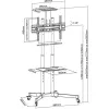 Põrandaalus TECHLY ICA-TR16T 37–70-tollistele ekraanidele, VESA 200x200–600x400, kuni 50 kg, kõrgus reguleeritav, rattad, kalle ±10° (must)