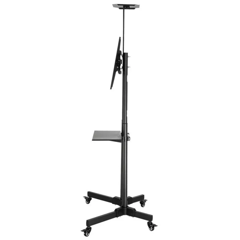 Põrandaalus TECHLY ICA-TR16T 37–70-tollistele ekraanidele, VESA 200x200–600x400, kuni 50 kg, kõrgus reguleeritav, rattad, kalle ±10° (must)