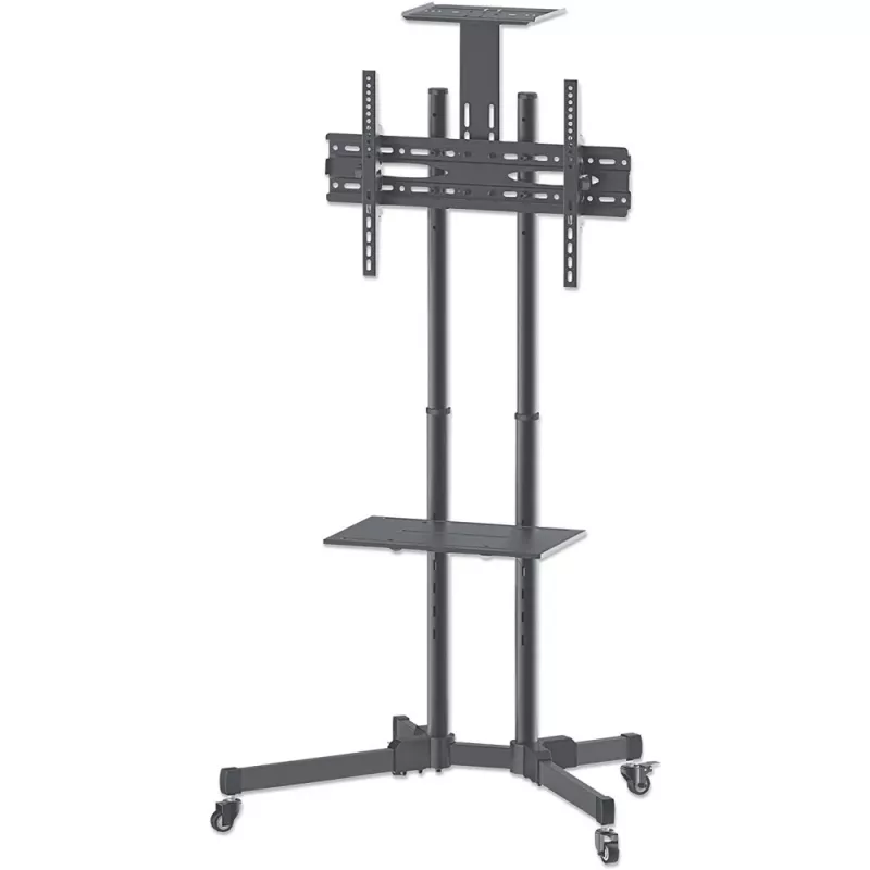 Põrandaalus TECHLY ICA-TR16T 37–70-tollistele ekraanidele, VESA 200x200–600x400, kuni 50 kg, kõrgus reguleeritav, rattad, kalle ±10° (must)